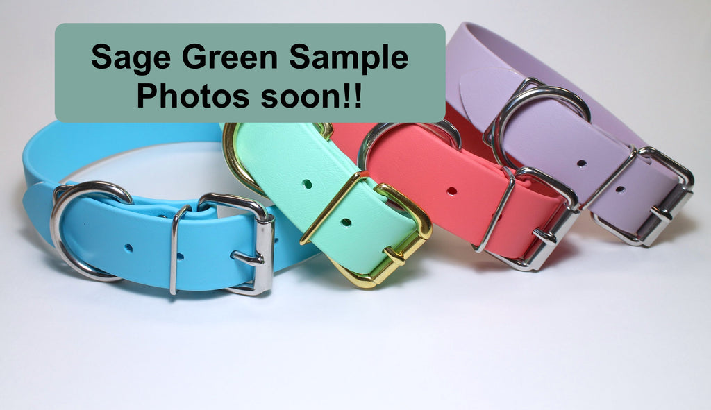 Sage Green Biothane Dog Collar - Extra Wide - 1.5 inch (38mm) wide