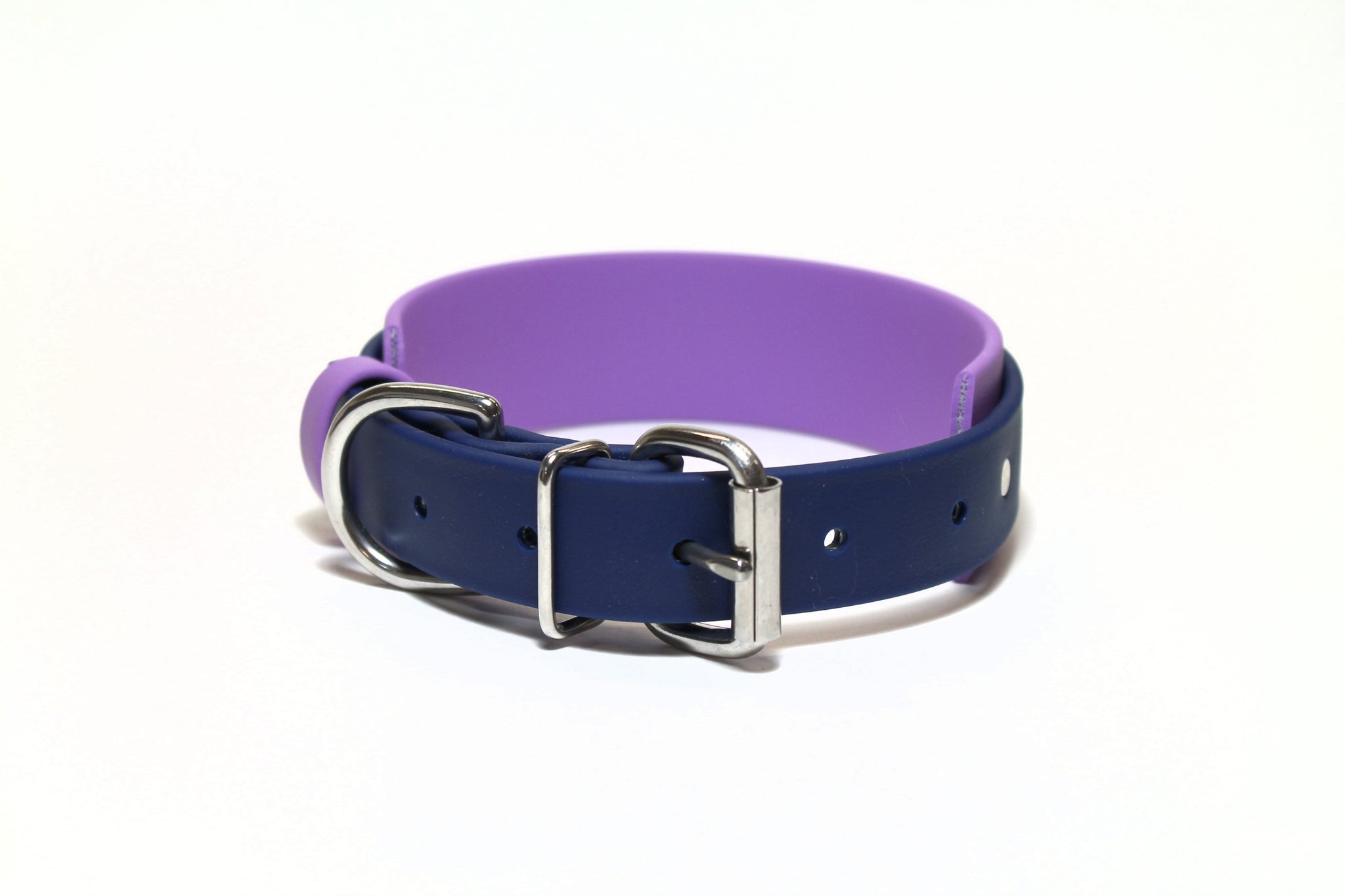 Biothane Dog Collar in Two Tone - 1.5 inch (38mm) and 1 inch (25mm) wide