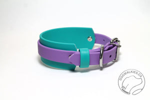 *New Thinner Style Biothane Dog Collar in Two Tone - 1.5 inch (38mm) and 3/4" (20mm) wide