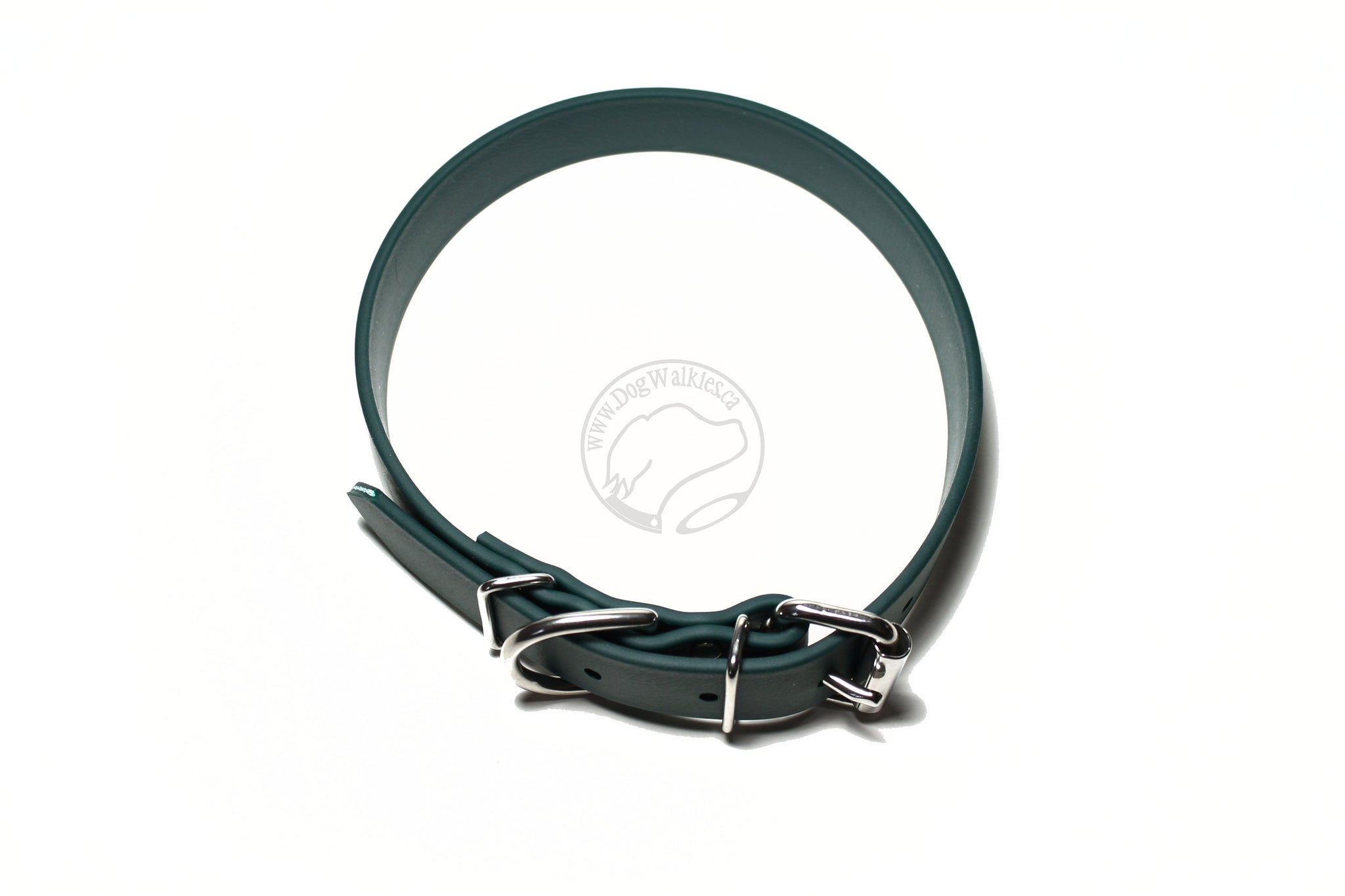 Pine Green Biothane Dog Collar - 1 inch (25mm) wide