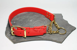 Biothane Chain Martingale Dog Collar - 1" (25mm) wide - Solid Brass or Stainless Steel Hardware