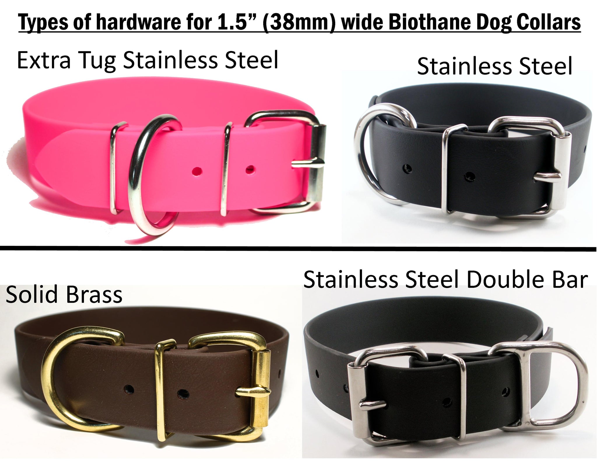 Jet Black Biothane Dog Collar - Extra Wide - 1.5 inch (38mm) wide