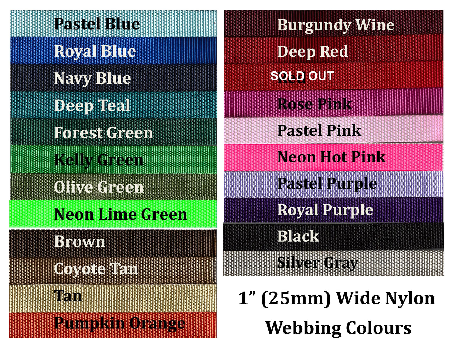 Nylon Two Handle Dog Leash; Simple - Elegant - Strong; Traffic Leash 25mm/1" wide