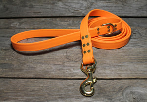 Bright Pumpkin Orange Biothane Large Dog Leash, 20mm (3/4")
