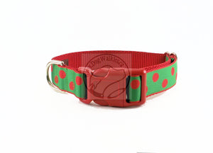 Red and Green Elf Dots - dog collar