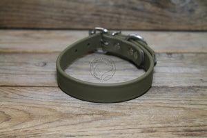 Olive Green Biothane Dog Collar - 3/4" (20mm) wide