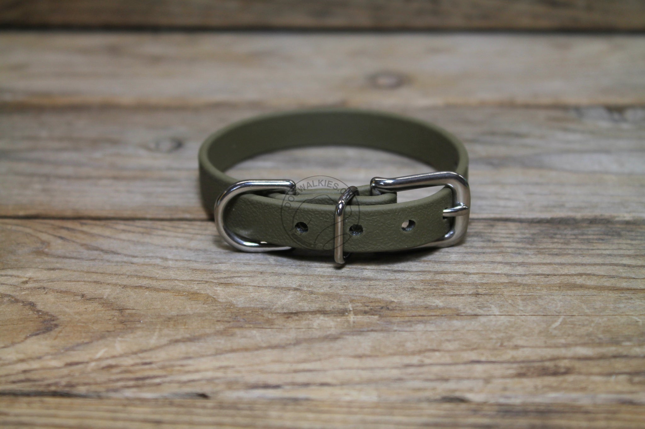 Olive Green Biothane Small Dog Collar - 1/2" (12mm) wide