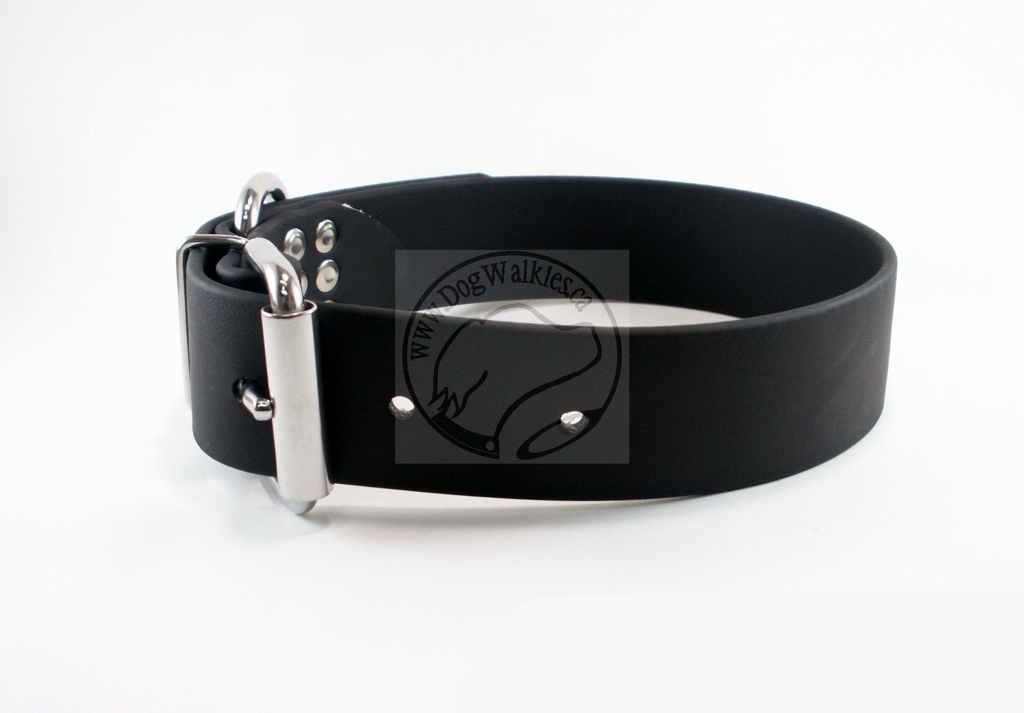 Jet Black Biothane Dog Collar - Extra Wide - 1.5 inch (38mm) wide