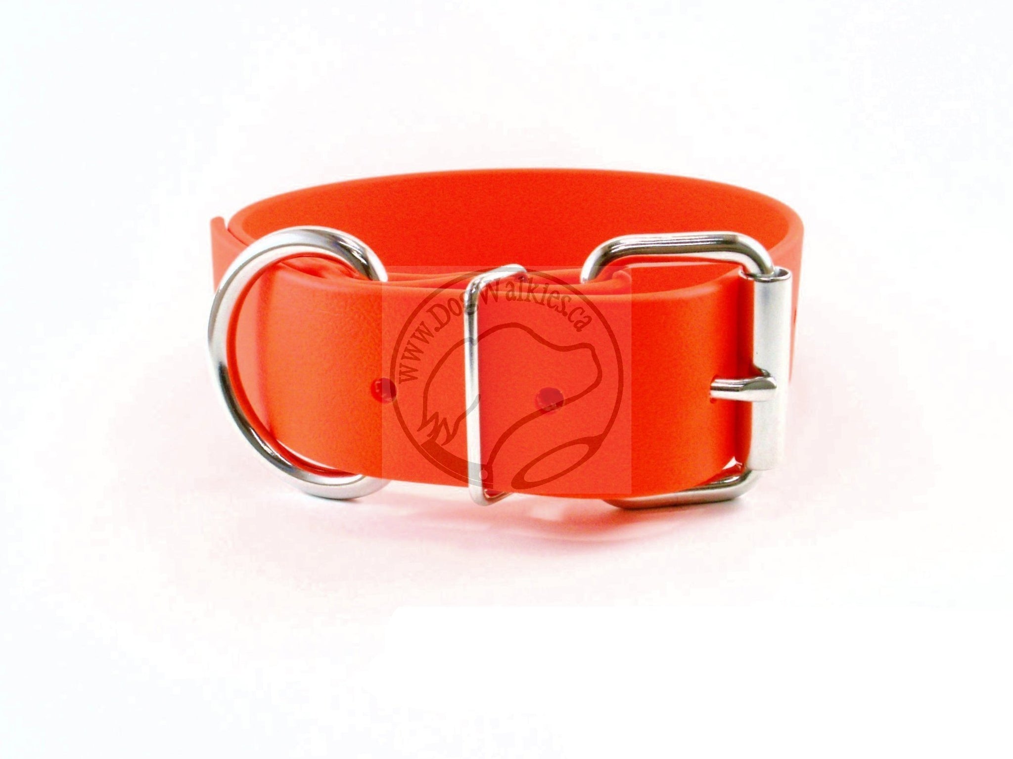 Neon Blaze Orange Biothane Dog Collar - Extra Wide - 1.5 inch (38mm) wide