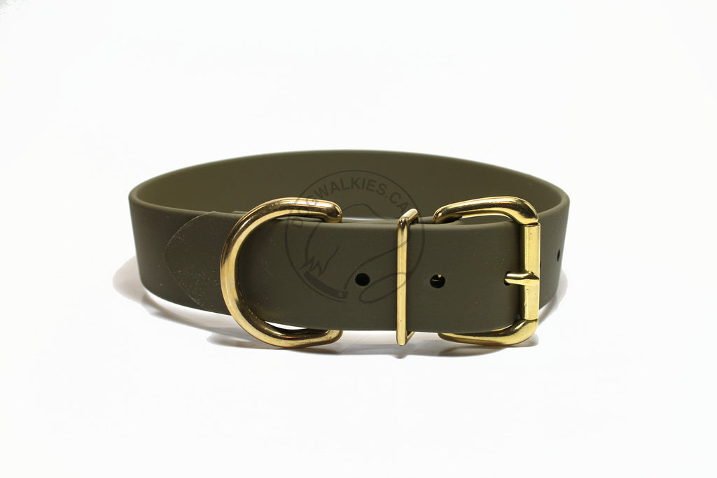 Olive Green Biothane Dog Collar - Extra Wide - 1.5 inch (38mm) wide