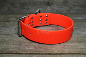 Neon Blaze Orange Biothane Dog Collar - Extra Wide - 1.5 inch (38mm) wide