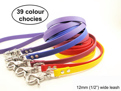Thin Biothane Leash 1/2" (12mm) wide - waterproof leash - all colours