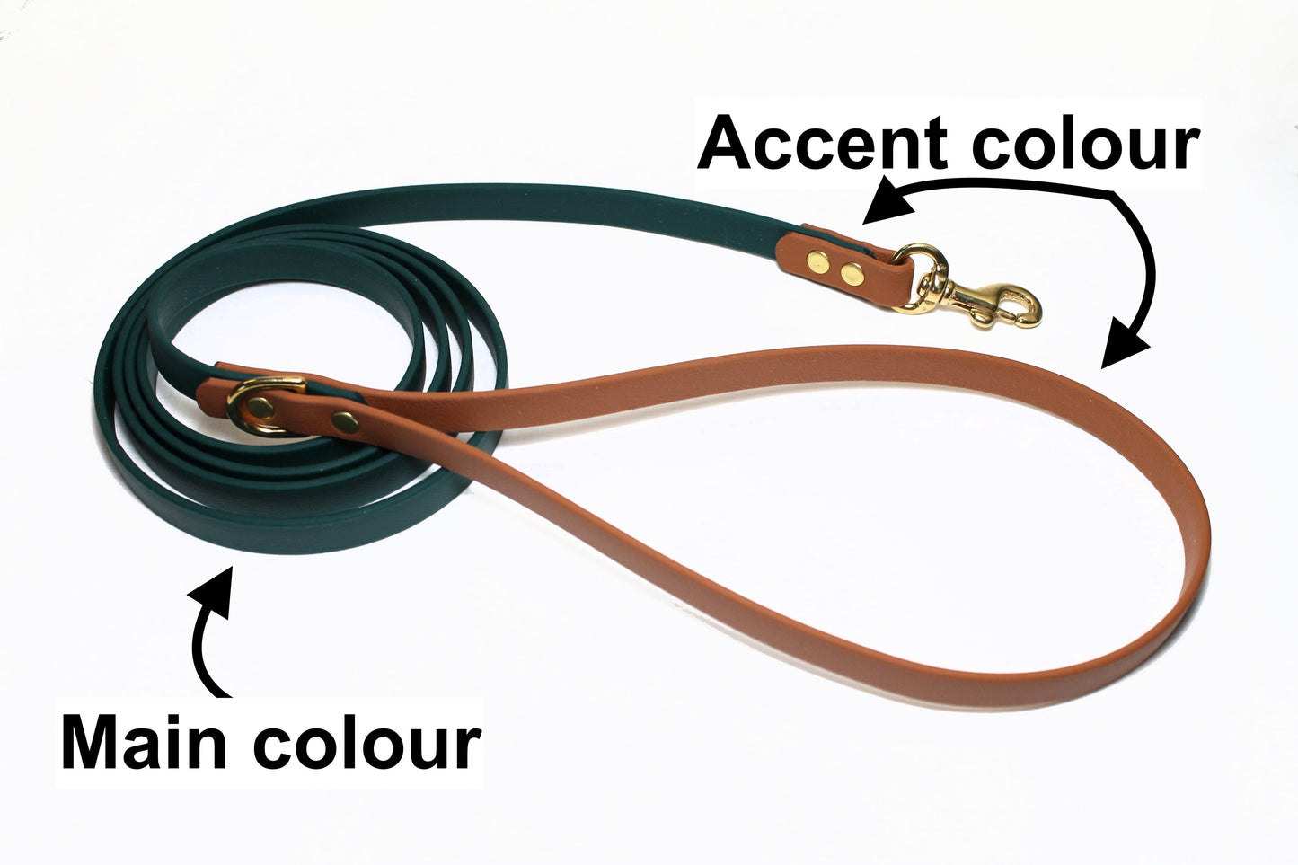 Two Tone Biothane Dog Leash - 1/2" (12mm) wide - Thin leash