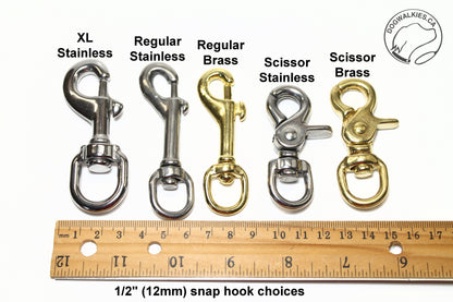 Thin Leash Coupler for 2 dogs; smaller double dog walker - 1/2" (12mm) wide
