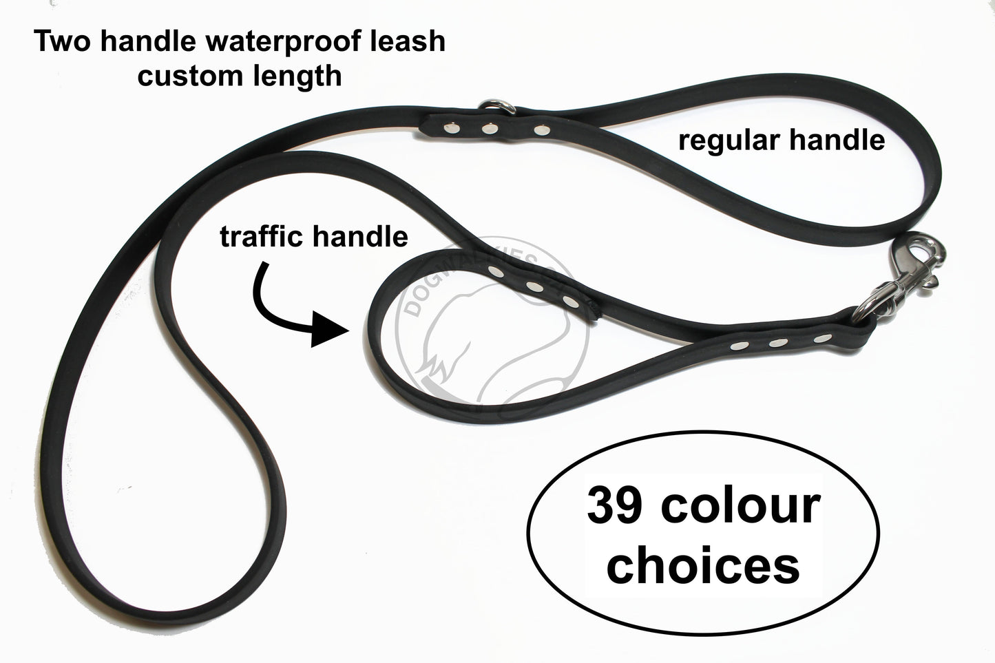 Two Handle Biothane, 5/8" (16mm) wide, Dog Leash - Leash with Traffic Handle
