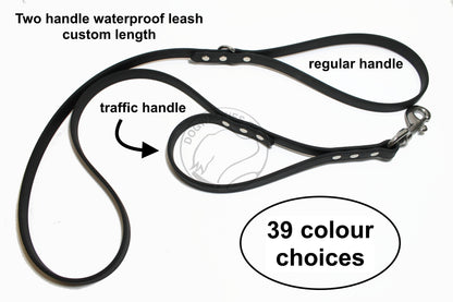 Two Handle Biothane, 5/8" (16mm) wide, Dog Leash - Leash with Traffic Handle