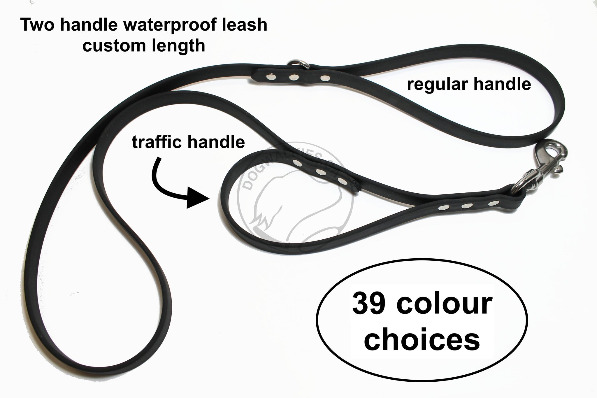 Two Handle Biothane, 5/8" (16mm) wide, Dog Leash - Leash with Traffic Handle