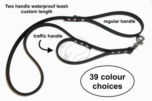 Two Handle Biothane, 5/8" (16mm) wide, Dog Leash - Leash with Traffic Handle
