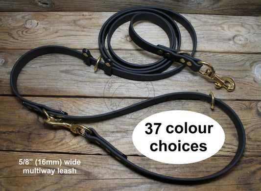 Convertible Waterproof Leash in Genuine Biothane - 16mm (5/8") width - 39 colours