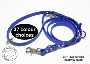 WIDER Heavy Convertible Waterproof Leash in Genuine Biothane - 20mm (3/4") width