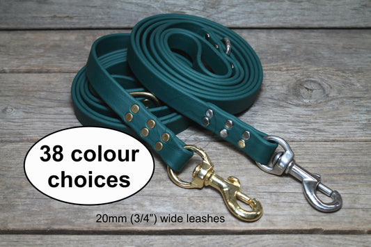 ***Heavy Biothane Leash 3/4" (20mm) wide - waterproof leash - all colours