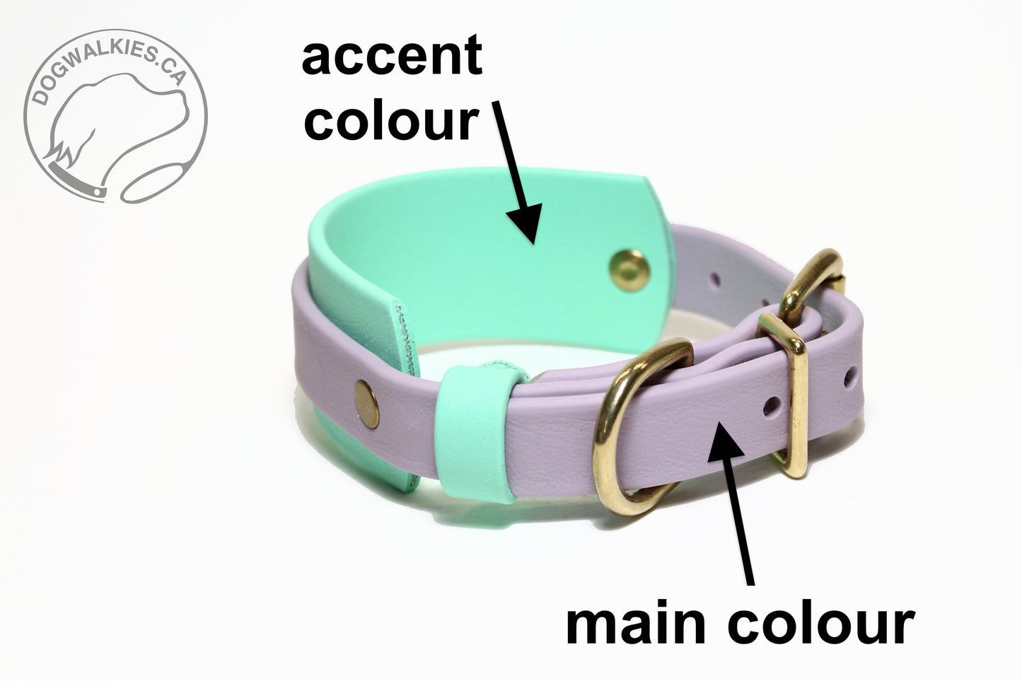 Thinner Style Biothane Dog Collar in Two Tone - 1.5 inch (38mm) and 3/4" (20mm) wide (Copy)