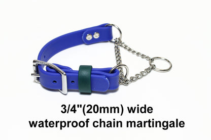 Chain Martingale Waterproof Dog Collar in 3/4" (20mm) Biothane - 40 colour choices