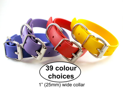 Large Dog Collar in Genuine Biothane - 25mm (1") width - 39 colours