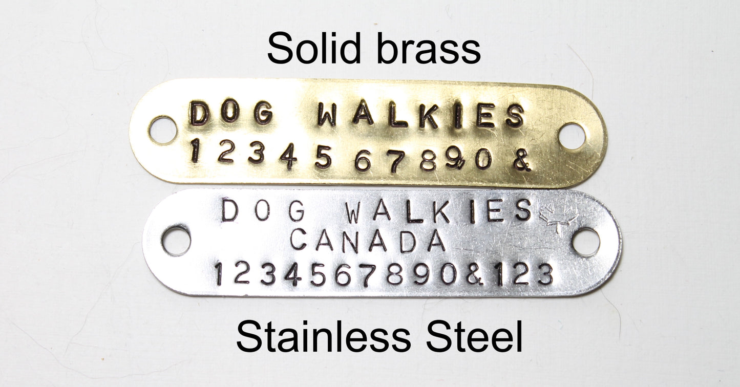 ****NEW Name Tags - hand stamped - custom - tag ONLY - collar not included!!