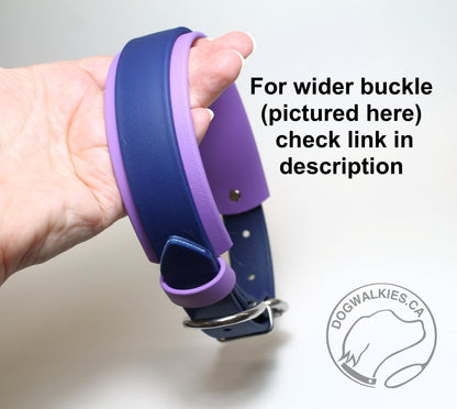 Thinner Style Biothane Dog Collar in Two Tone - 1.5 inch (38mm) and 3/4" (20mm) wide (Copy)