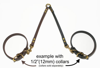 Extra Thin Leash Coupler for small dogs or cats; double dog walker - 3/8" (9mm) wide