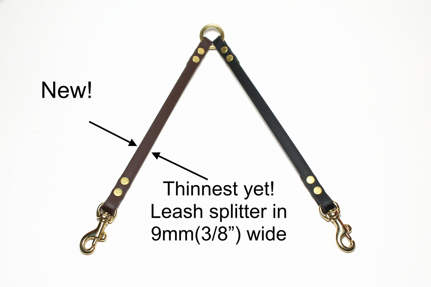 Extra Thin Leash Coupler for small dogs or cats; double dog walker - 3/8" (9mm) wide