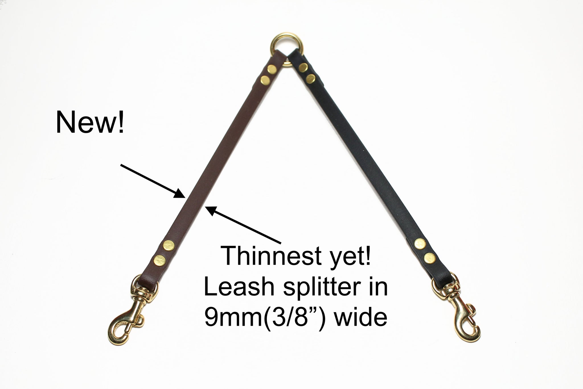 Extra Thin Leash Coupler for small dogs or cats; double dog walker - 3/8" (9mm) wide