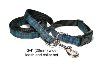 Blackwatch green edge clan tartan - dog collar