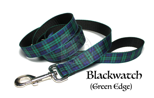 Tartan Dog Leash - Blackwatch Green Edge Clan