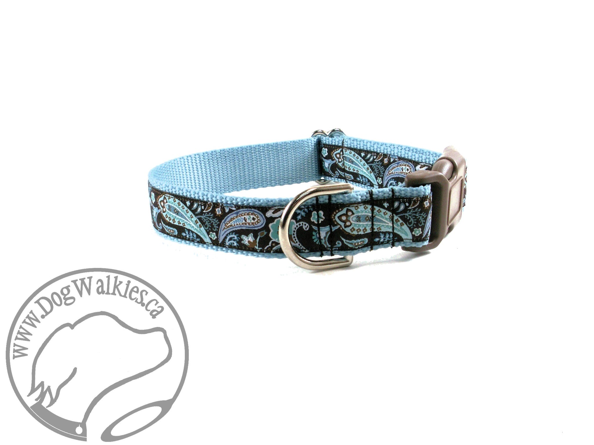 Blue Paisley - nylon dog collar