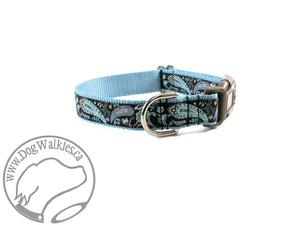 Blue Paisley - nylon dog collar
