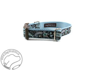 Blue Paisley - nylon dog collar