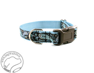 Blue Paisley - nylon dog collar