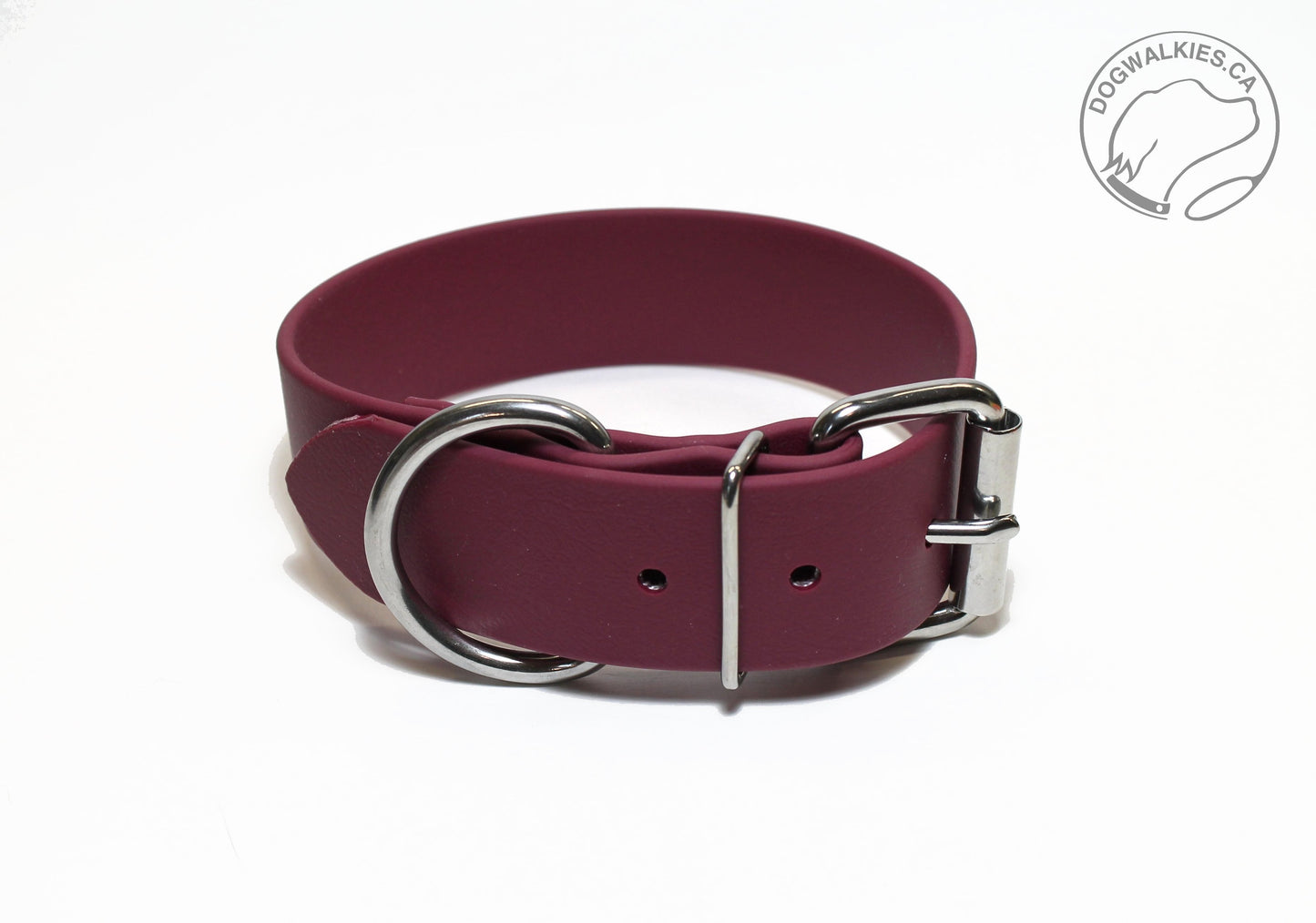 Wine Merlot Biothane Dog Collar - Extra Wide - 1.5 inch (38mm) wide