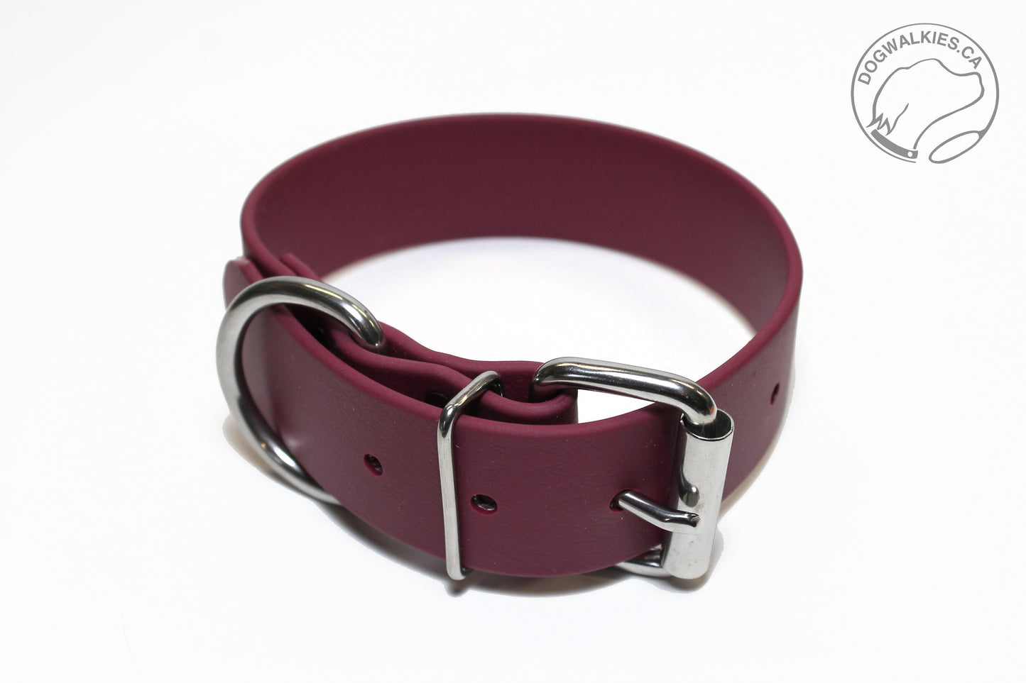 Wine Merlot Biothane Dog Collar - Extra Wide - 1.5 inch (38mm) wide