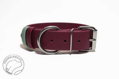 Wine Merlot Biothane Dog Collar - Extra Wide - 1.5 inch (38mm) wide