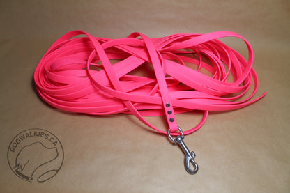 Extra long leash 1/2" (12mm) wide - 15m (50ft) or 30m (100ft) Biothane Waterproof Tracking Recall Long Line - All Colours (Copy)