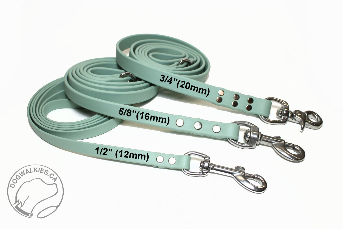 Sage Green Regular Biothane Dog Leash - Regular 16mm (5/8") width