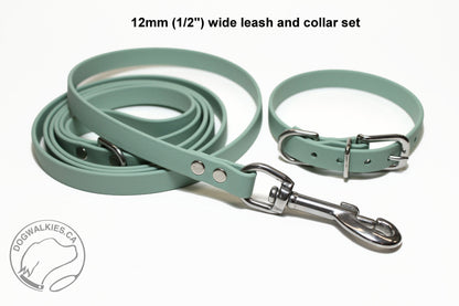 Sage Green Biothane Small Dog Collar - 1/2" (12mm) wide