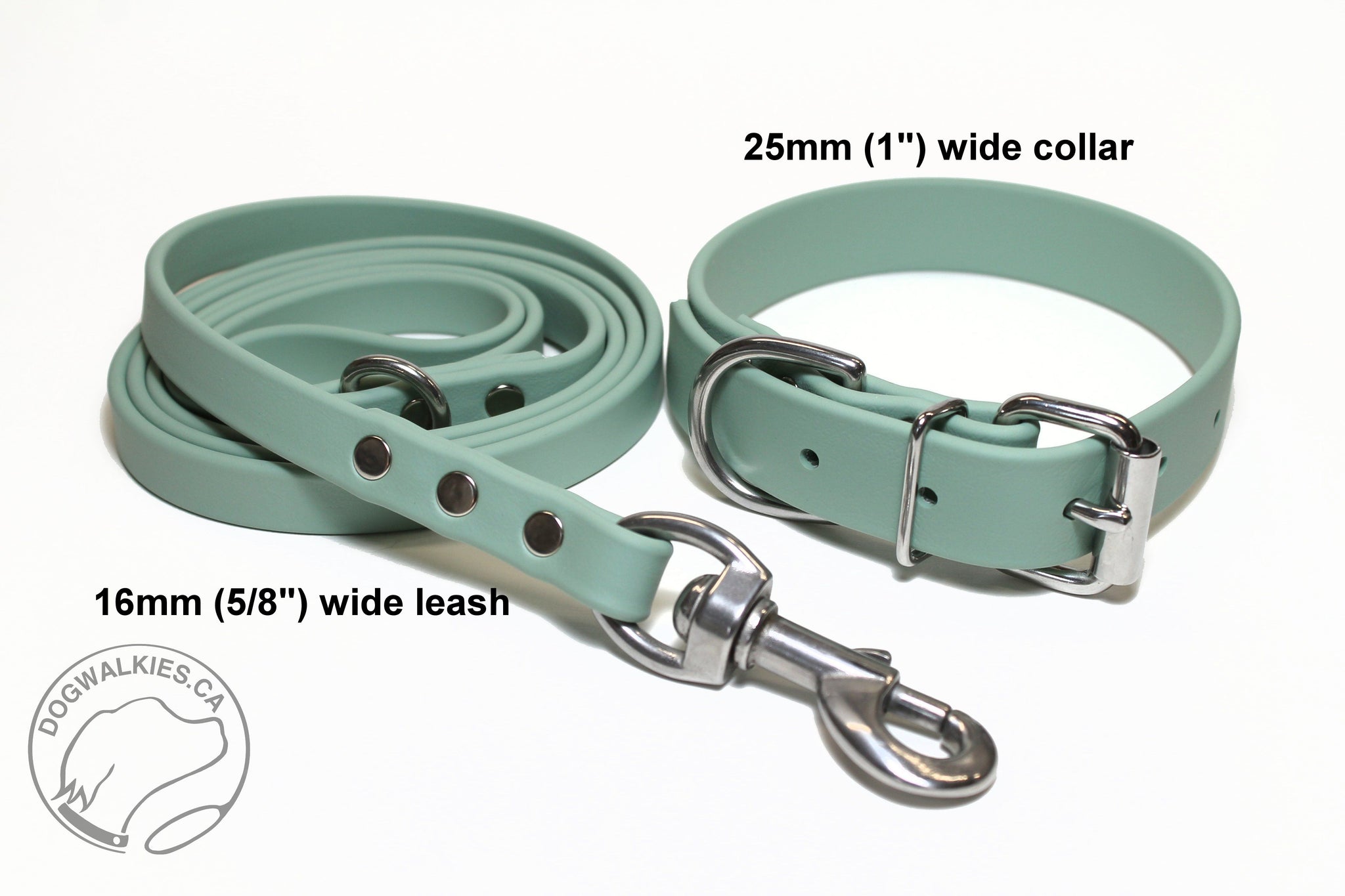 Sage Green Biothane Dog Collar - 1 inch (25mm) wide