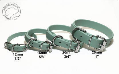 Sage Green Biothane Small Dog Collar - 1/2" (12mm) wide