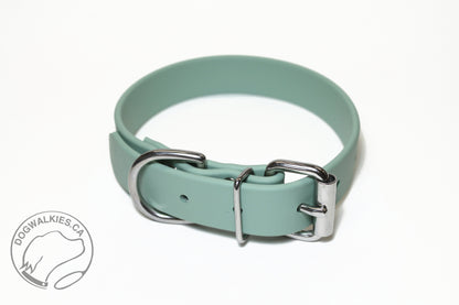 Sage Green Biothane Dog Collar - 1 inch (25mm) wide
