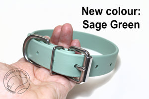 Sage Green Biothane Dog Collar - 1 inch (25mm) wide