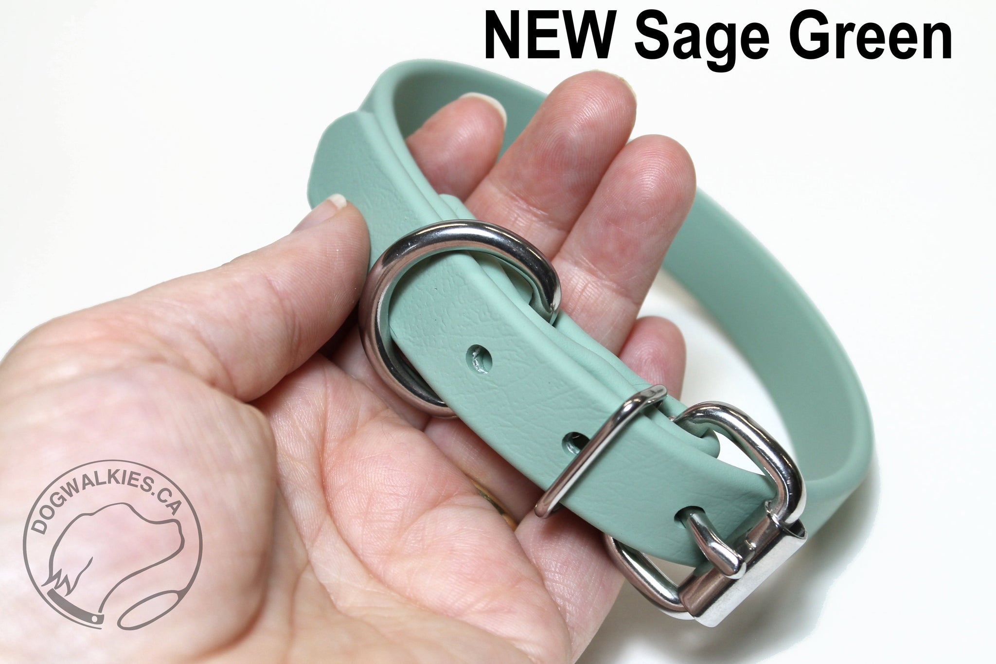 NEW Sage Green Biothane Dog Collar - 3/4" (20mm) wide